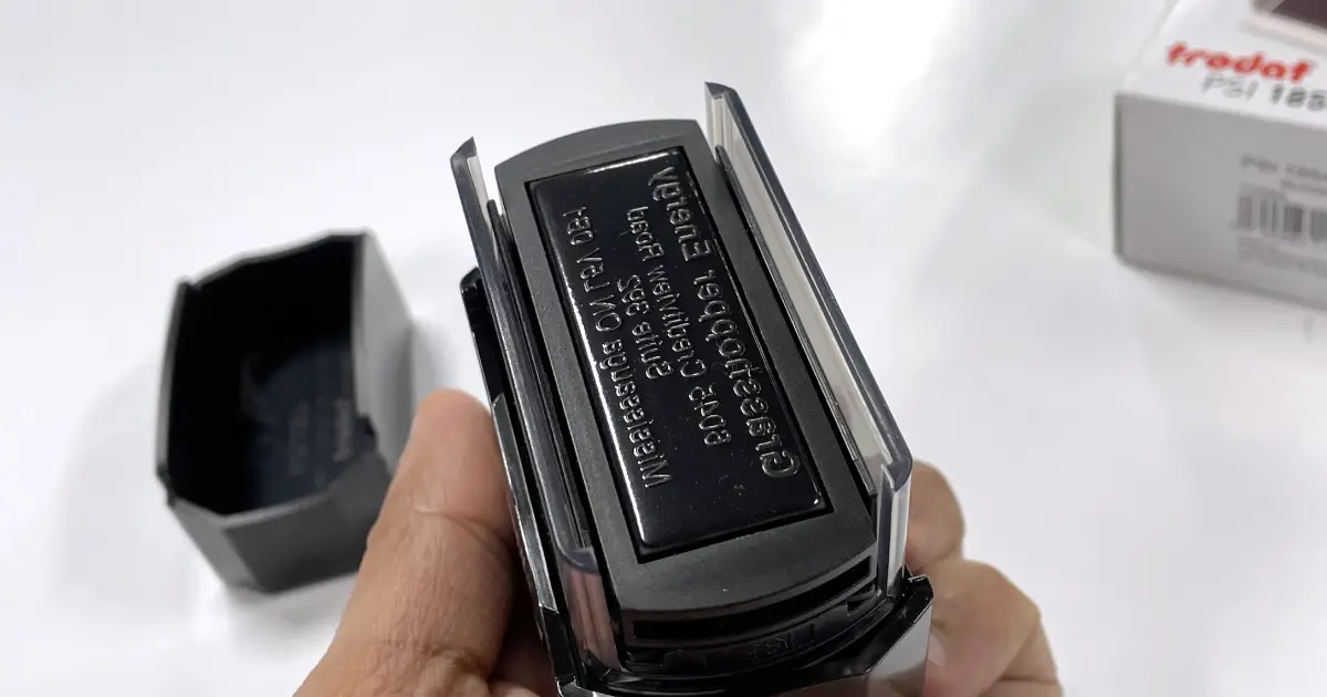 Custom Address Stamps for Grasshopper Energy - Branding Centres Custom Address Stamps for Grasshopper Energy - Branding Centres