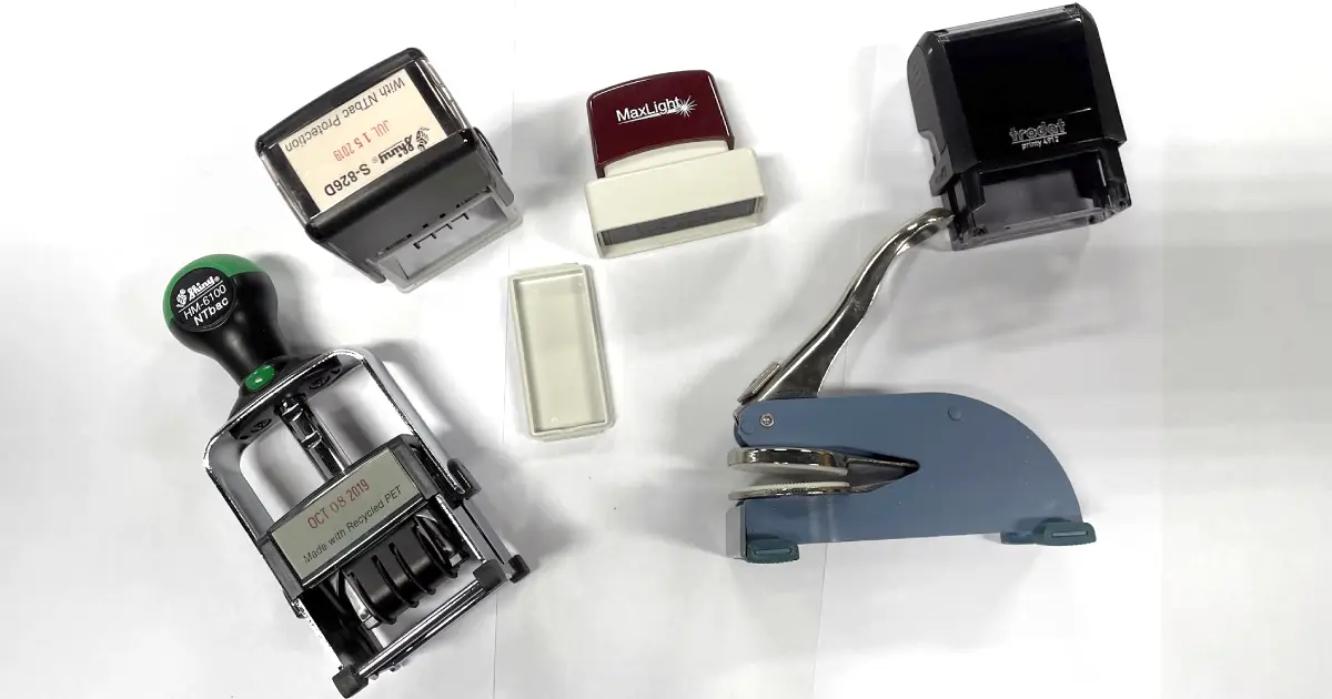 Different types of custom stamps at Branding Centres Toronto