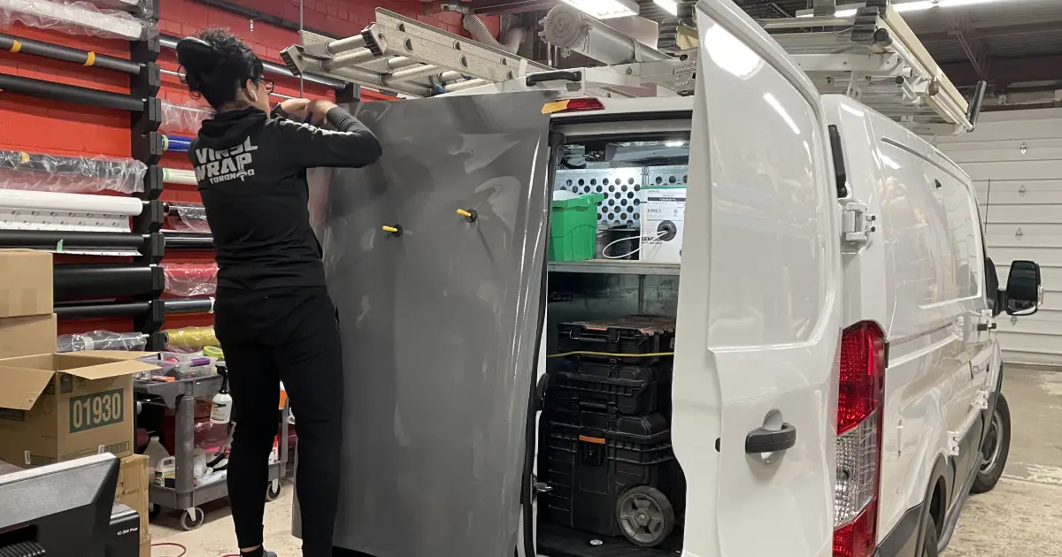Ford Transit Partial Van Wrap for Exclusive Alarms - Installation Process Ford Transit Partial Van Wrap for Exclusive Alarms - Installation Process