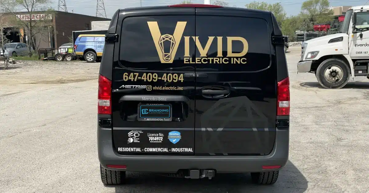 Mercedes Metris Promotional Decals for Vivid Electric Toronto - Back View
