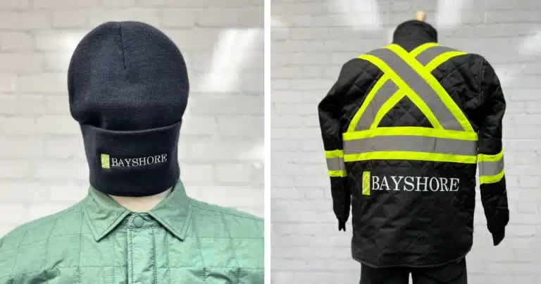 Total look for Bayshore apparel branding project.