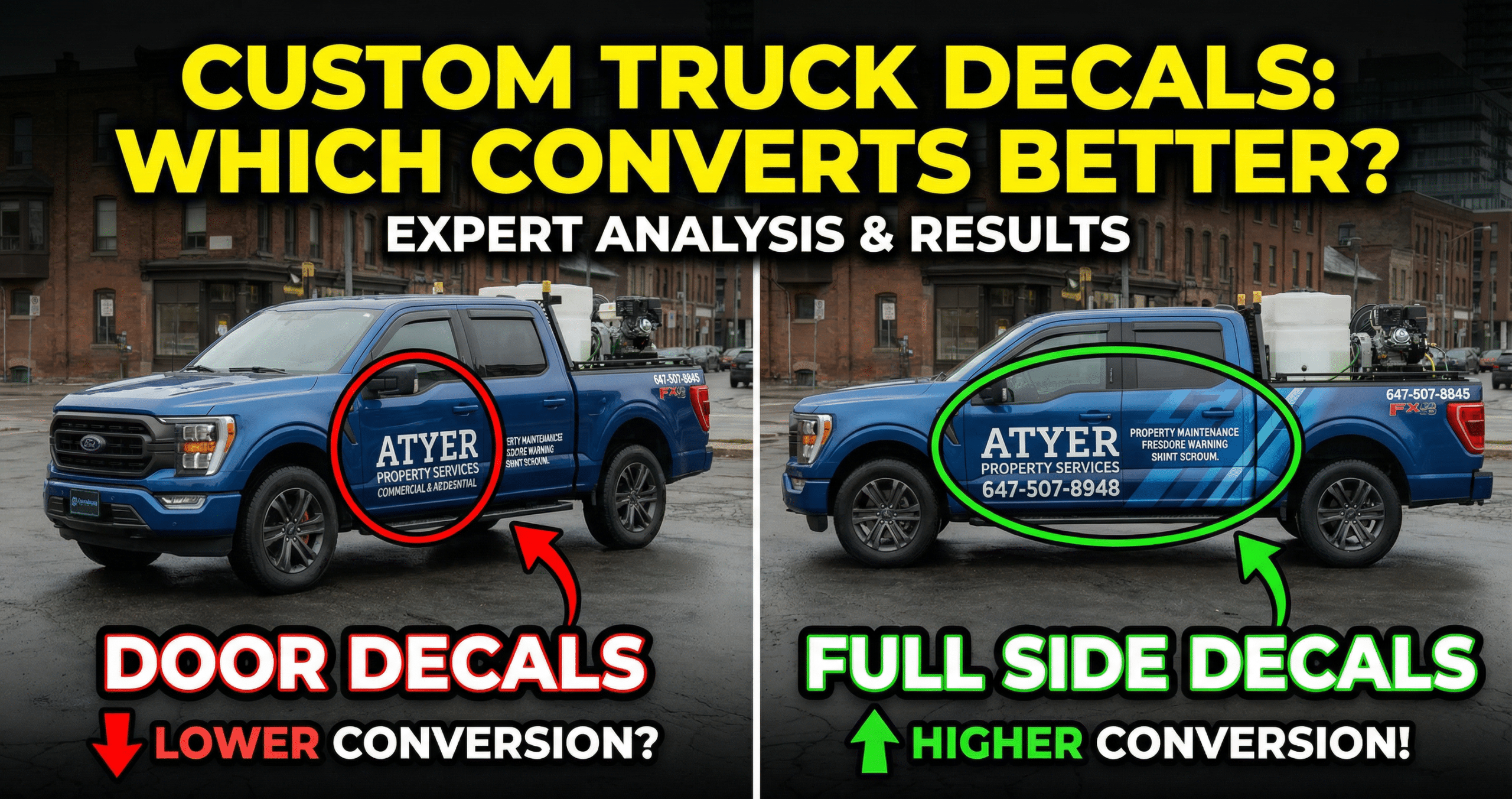 Custom Truck Decals Door Decals vs Full Side Decals - Which Converts Better