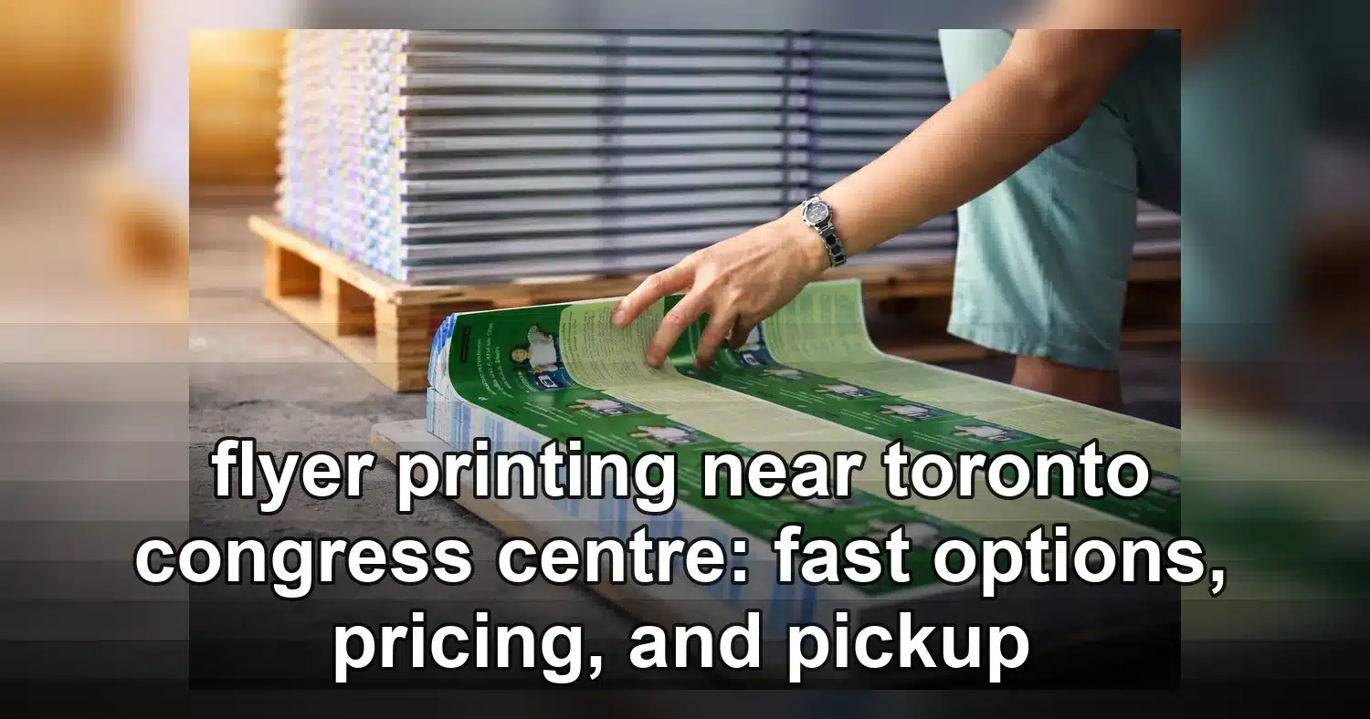 flyer printing near toronto congress centre — A person organizes stacks of printed publications in an industrial warehouse se