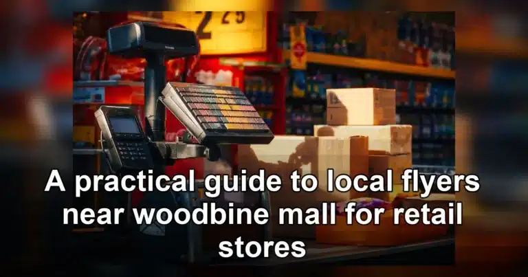 local flyers near woodbine mall — Close-up of a retail checkout counter with boxes and a touchscreen register in a store sett