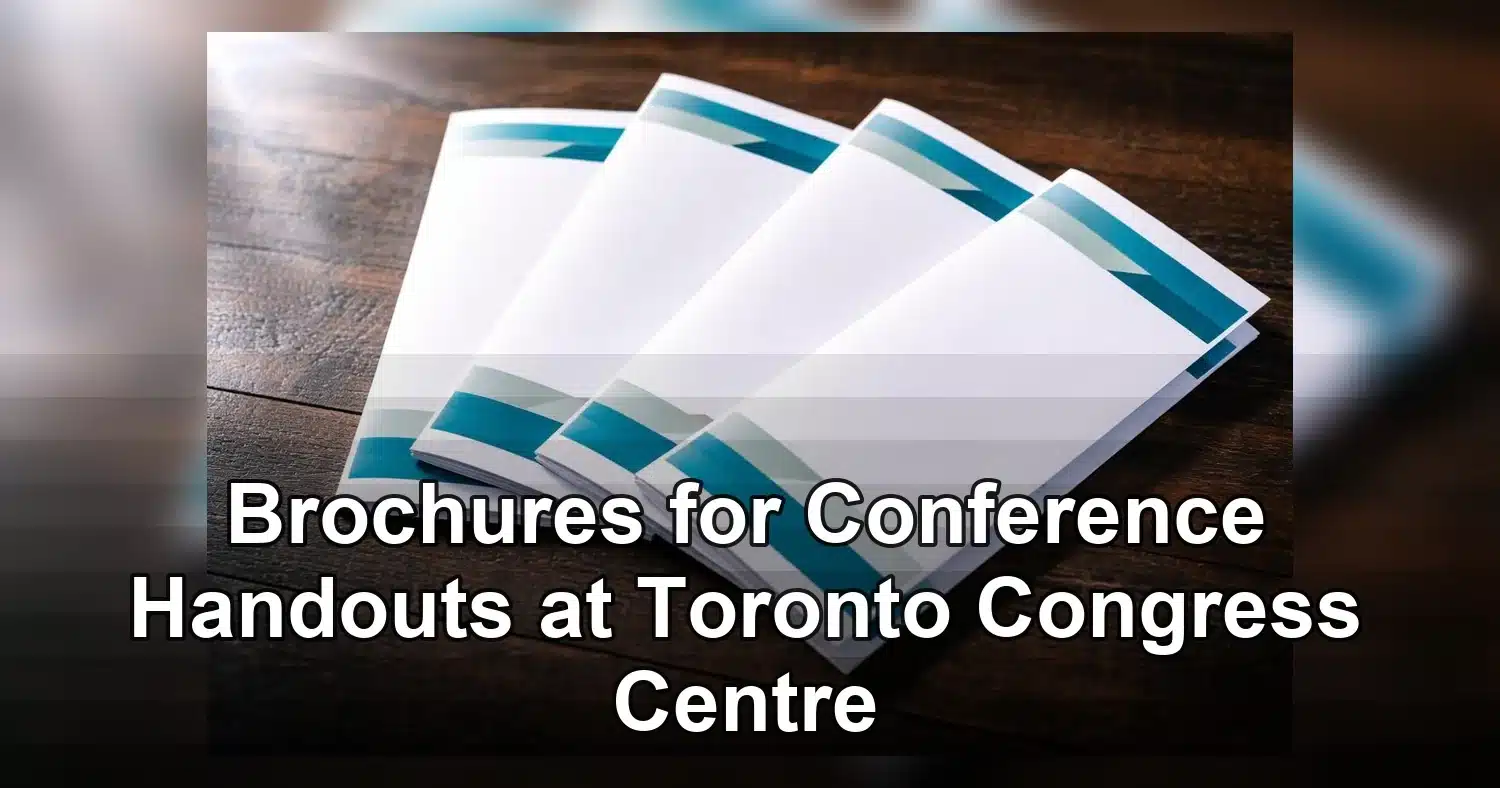 brochures for conference handouts at toronto congress centre — Close-up of neatly arranged conference program pamphlets on a