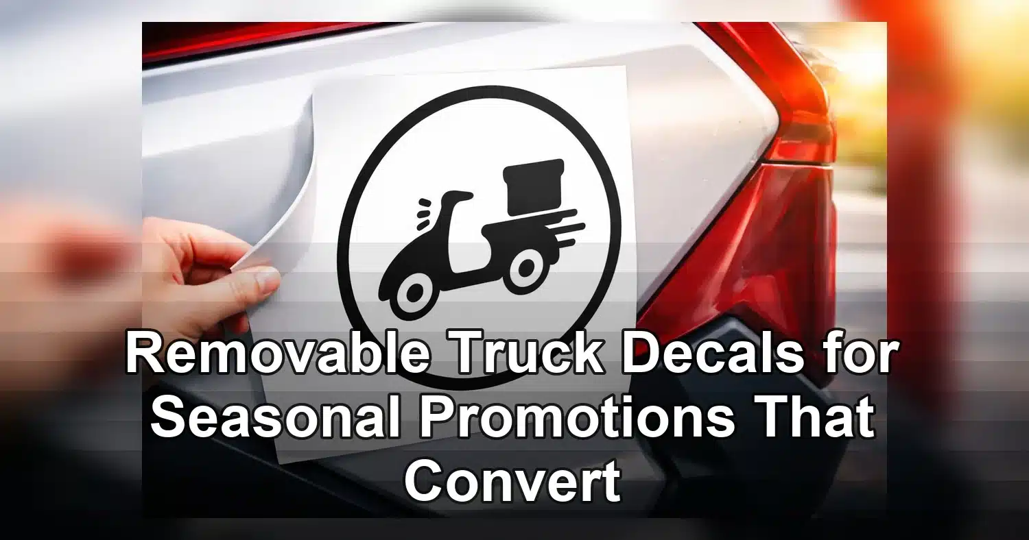 Removable Truck Decals — A delivery sticker featuring a scooter on a motorcycle's metallic surface.