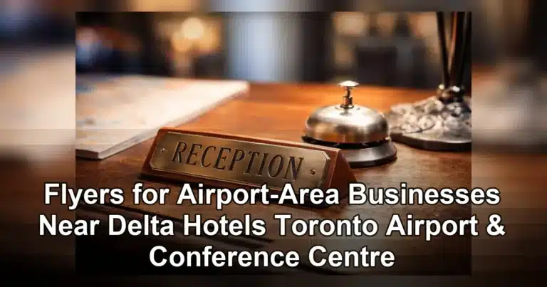 flyers for airport-area businesses near delta hotels toronto airport & conference centre — Close-up of a hotel reception desk