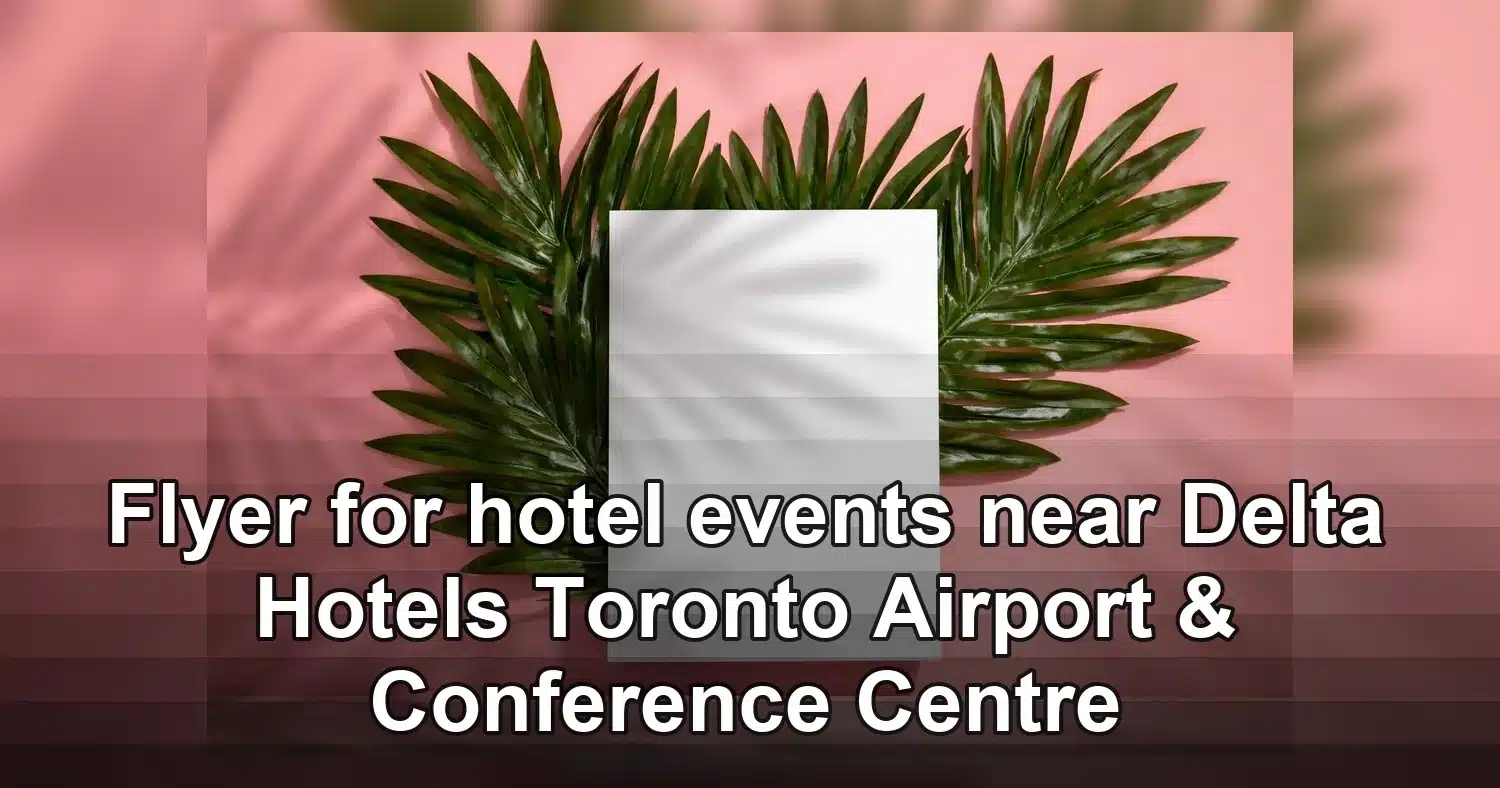 flyer for hotel events near delta hotels toronto airport & conference centre — Flat lay of tropical leaves with blank paper f