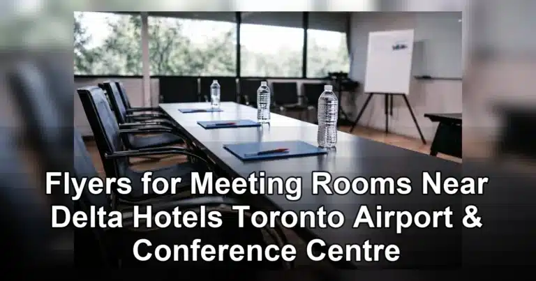 flyer for meeting rooms near delta hotels toronto airport & conference centre — Spacious conference room with water bottles a