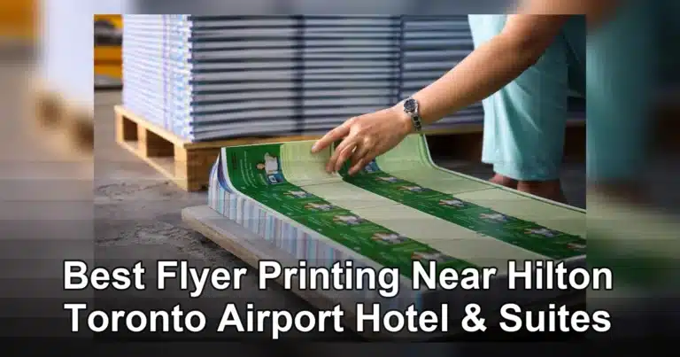 best flyer printing near hilton toronto airport hotel & suites — A person organizes stacks of printed publications in an indu