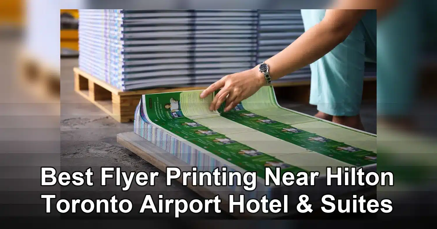 best flyer printing near hilton toronto airport hotel & suites — A person organizes stacks of printed publications in an indu