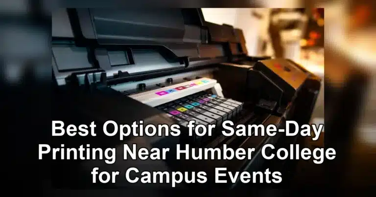 same-day printing near humber college — Detailed view of ink cartridges inside a digital inkjet printer in an office setting.