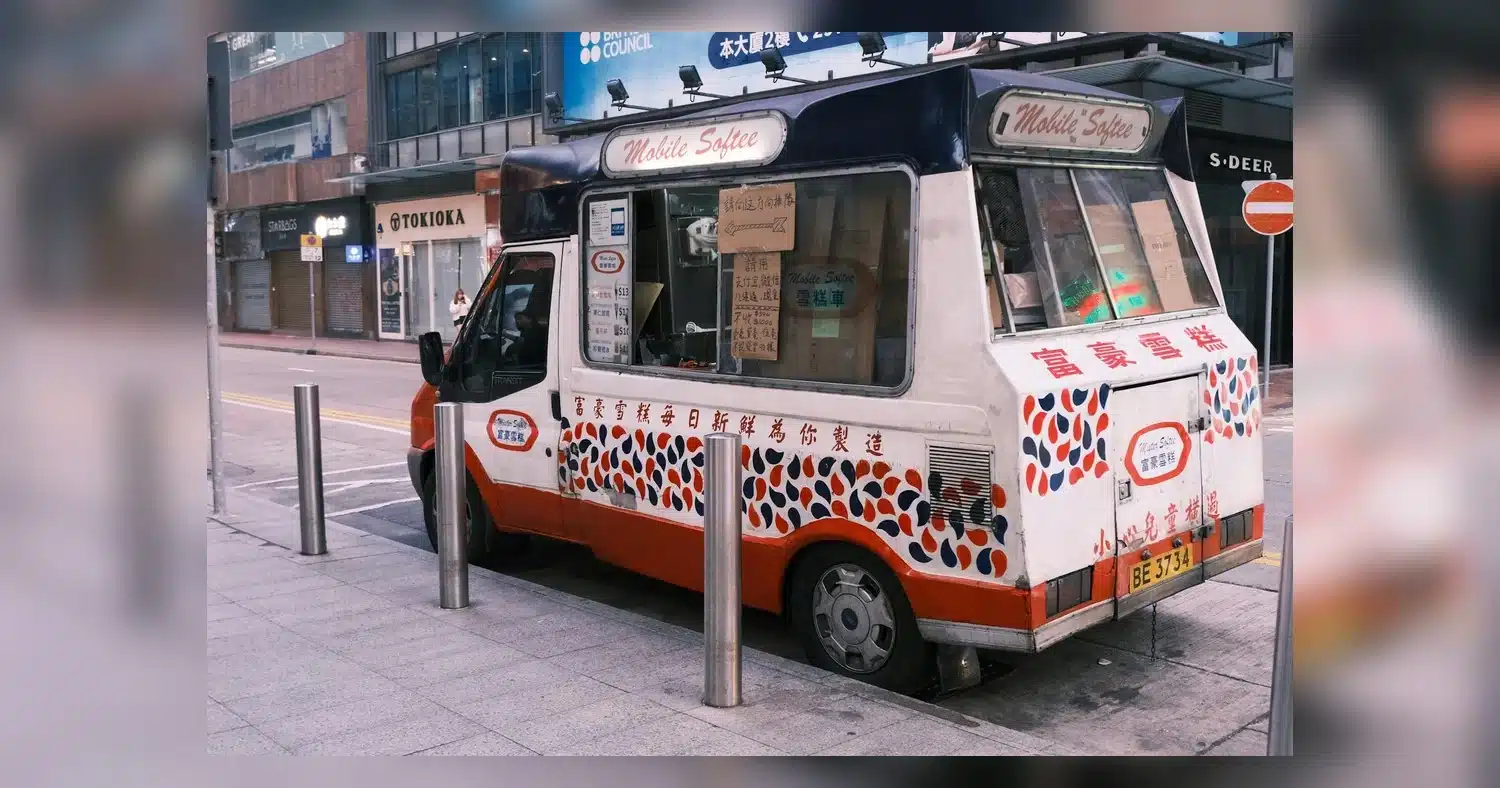 CVOR Numbers in Toronto — Classic Mobile Softee ice cream truck in Hong Kong's urban streets.