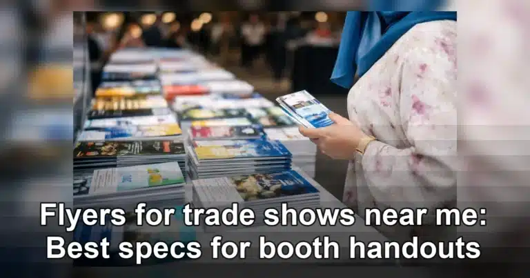 flyers for trade shows near me — Close-up of various books on display at a book fair with attendees browsing.