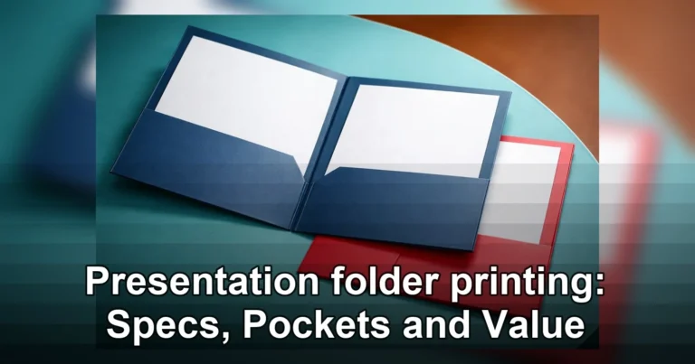 presentation folder printing — Top view of creative white mock up business cards with copy space placed on round green table
