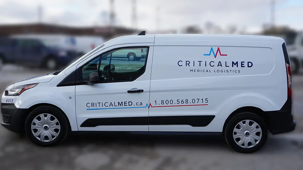 Ford-Transit-Connect-Van-Decals-and-Lettering-Critical-Med-Medical-Logistics-Avery-Dennison-Best-Vehicle-Wrap-in-Toronto-Side-Customized-Car-Wrap