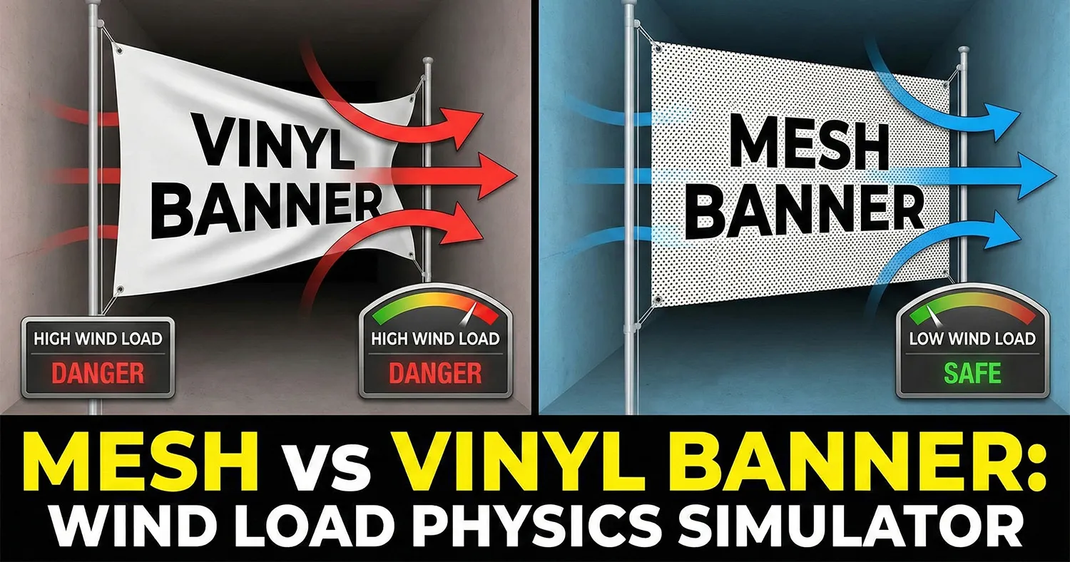 Bannière maillée vs vinyle_Simulateur physique de charge de vent