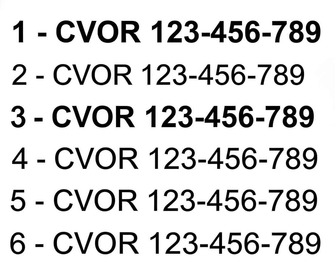 CVOR Number Decal